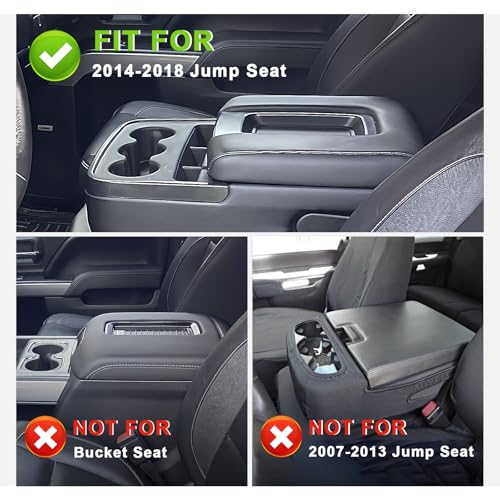 Muslogy Center Console Armrest Cover Fit for Chevy Silverado & GMC Sierra 1500 2500 3500HD 2014-2018 Accessories, Comfort Armrest Pad Console Lid Cushion Vegan Leather 1-Inch Thick(Split Bench Seat) - size: 1) 14-18 |Silverado & Sierra| Jump Seat, +Thick