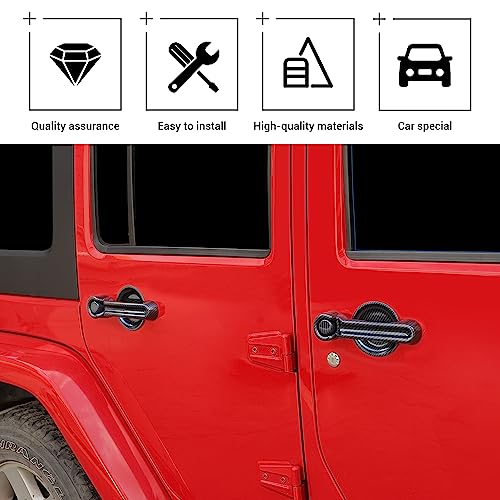 Exterior Door Handle Cover Tailgate Handle Cover Recess Guard Compatible with 2007-2017 Jeep Wrangler JK JKU Sports Sahara Freedom Rubicon Unlimited, Carbon Fiber, 15PCs - color: Carbon Fiber