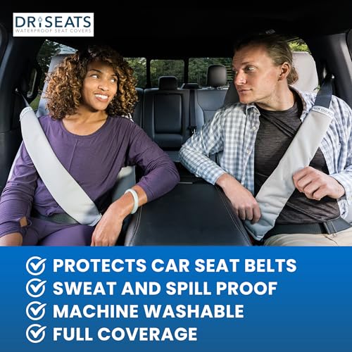 Dri Seats Waterproof Seat Belt Cover – 22" Seatbelt Covers Sweat Sleeves with Fastener for Vehicle Harnesses in Cars, Trucks, SUVs – Universal Fit, Easy Install, Machine Washable – Black