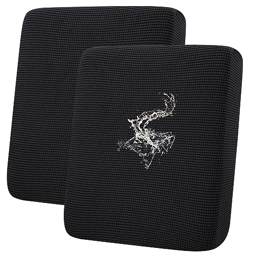 hyha Waterproof Couch Cushion Covers for Pets, Non Slip Sofa Seat Cover for Dogs Washable, Soft Thick Stretch Jacquard Fabric, Sofa Slipcovers with Elastic Bottom (2 Pieces, Black) - color: Black, size: 2PC