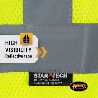 Pioneer Hi Vis Mesh Safety Vest for Men & Women - Reflective Tape - Class 2 - Traffic, Public Safety, Security - Yellow/Green - color: Yellow/Green, size: X-Large