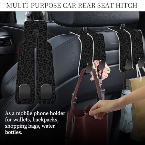 PU Leather Car Seat Hook, Storage Headrest Hanger, Cute Car Backseat Organizer, Car Hooks For Purses and Bags Black Leopard - color: Black Leopard