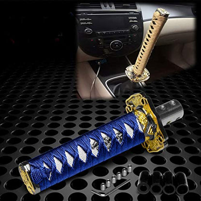 JDMBESTBOY Samurai Sword Blue White Shift Knob Shifter Alloy Katana Adapter Universal 20cm - color: Blue White, size: 20cm