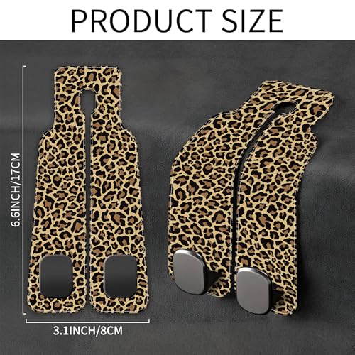 Purse Hook for Car Abstract Brown Leopard 1 Pack Headrest Back Seat Hook Premium Leather Double Metal Hanger Storage Pack Bag Purse Holder Car Accessories - color: Abstract Brown Leopard