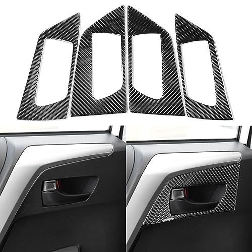NVCNX Real Premium Carbon Fiber Car Inner Door Handle Panel Cover Compatible with Toyota RAV4 2013 2014 2015 2016 2017 2018 XLE LE Limited SE Adventure Platinum Hybrid Interior Trim Accessories Black - color: Inner Door Handle Panel