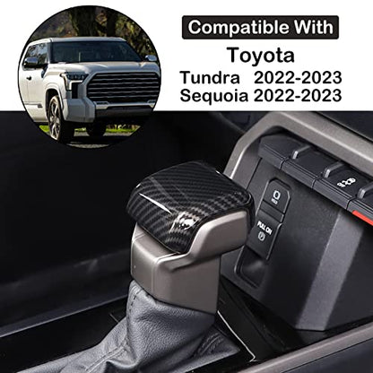 Aunginsy Car Gear Shifter Hand Brake Trim Cover Compatible with Toyota Tundra 2022+, Sequoia 2023+ & Tacoma 2024+, ABS Automatic Center Console Gear Shift Head Knob Scratch Protector Cover Accessories - color: Carbon Fiber Pattern(A)