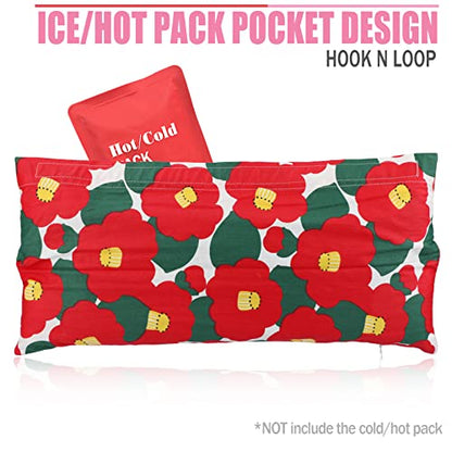Hysterectomy Pillow Abdominal Post Surgery Pillows with Pocket Comfort for Ice Heat Packs Tummy Tuck Belly Incision Recovery Seatbelt Gifts Women Patients Red Flower - color: Red Flower