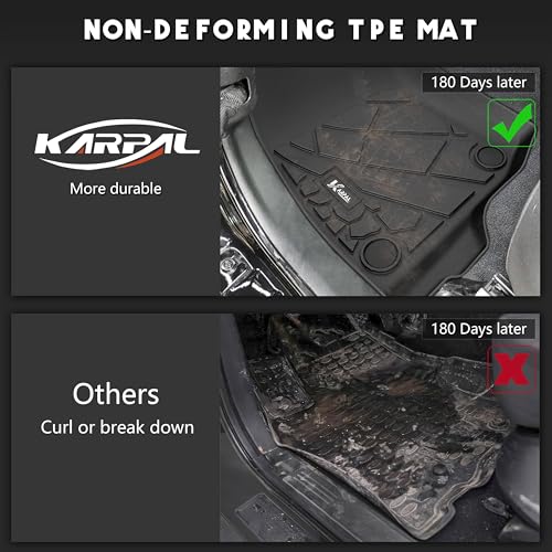 KARPAL Floor Mats & Truck Bed Mat for 2020-2025 2026 Jeep Gladiator JT, All Weather TPE Custom Fit Floor Liners Car Mats Accessories, Front & 2nd Row & Cargo Liner - style: 2020-2026 | For Jeep Gladiator | Combo Set