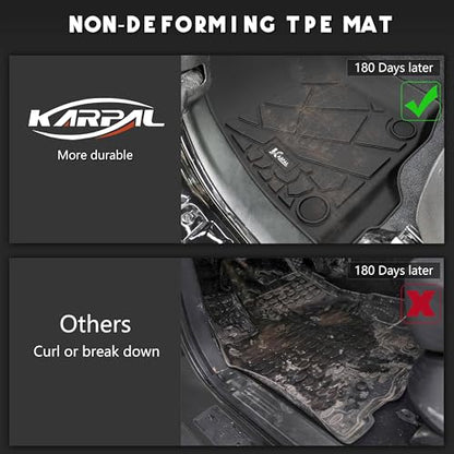 KARPAL Floor Mats for Jeep Gladiator JT 2020-2025 2026, All Weather TPE Custom Fit Floor Liners Car Mats Accessories, Front & 2nd Row - style: 2020-2026 | For Jeep Gladiator | 1st & 2nd Row