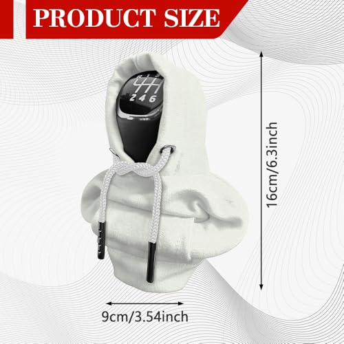 Gear Shift Hoodie, Shifter Hoodie, Funny Car Gear Shift Protector Cover, Automotive Interior Cute Gadgets Fashionable Mini Sweater Shifter Stick Knob Cover Universal for Most Vehicles (White) - color: White