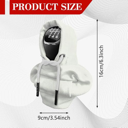 Gear Shift Hoodie, Shifter Hoodie, Funny Car Gear Shift Protector Cover, Automotive Interior Cute Gadgets Fashionable Mini Sweater Shifter Stick Knob Cover Universal for Most Vehicles (White) - color: White