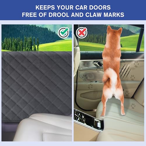 ALLANSING Dog Car Door Protector 2-Pack, Protects Doors from Dog Scratches, 900D Heavy Duty Thick Fabric, Window Roll Compatible & No Tint Damage, Secure Fit for Cars/SUVs/Trucks - size: Regular
