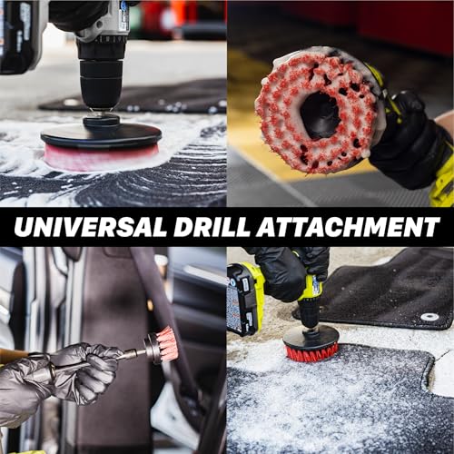 Maxshine 4" Universal M8 Medium-Duty Drill Brush for Upholstery & Carpet – Scrubber Attachment for Car Detailing, Fabric & Home Cleaning – Deep-Clean Tool Removes Stains, Grime & Spots - size: 4"