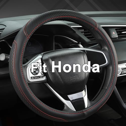 West Llama Customized Auto Car Steering Wheel Cover for Honda Accord Civic CR-V HR-V Pilot Fit Passport Odyssey 14.5-15inch(Black+Red Line-Standard Size) - color: B-Black+Red Line, size: Standard size (14 Â½''-15'')
