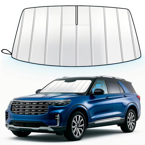 Windshield Sun Shade for Ford Explorer 2020-2026, Custom Fit Accordion Folding Design Car Front Window Sunshade Sun Visor Shield Accessories for Interior Protector, Blocks UV Rays & Heat - size: For Ford Explorer 2020-2026