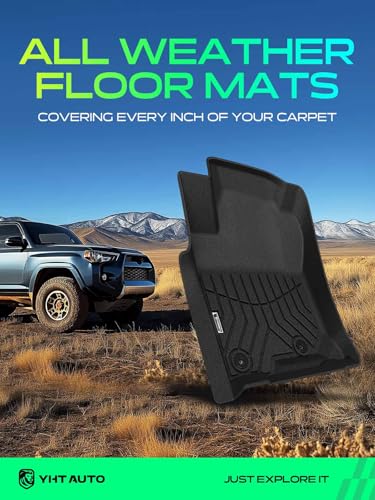 YHTAUTO Automotive Floor Mats Compatible with Toyota 4Runner 2013-2024 (Only for 7 Seat), TPE All Weather Custom Fit Automotive Floor Liner, 1st & 2nd Row, Set of 3 - size: For 2013-2024 4Runner