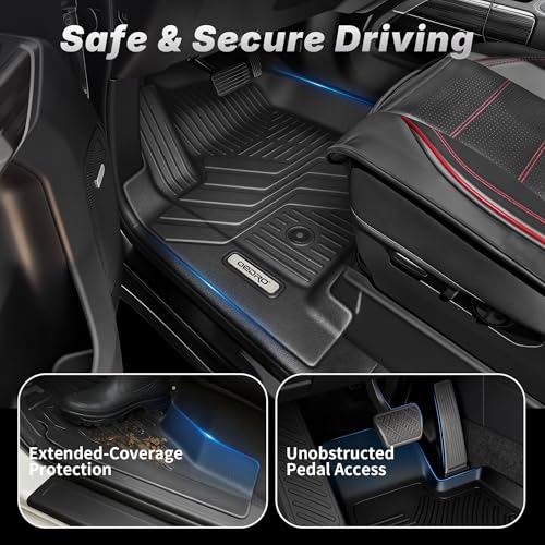 OEDRO Upgraded Floor Mats for 2019-2026 Chevy Silverado/GMC Sierra 1500 Crew Cab & 2020-2026 Silverado/Sierra 2500HD 3500HD, Bucket Seat, All Weather Custom Fit Silverado Accessories Floor Liners - style: Bucket Seat| Crew Cab| with underseat storage