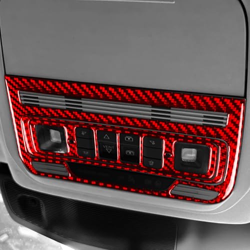 Real Red Carbon Fiber Car Front Row Roof Reading Light Control Panel Sticker Auto Interior Trim Compatible with Ford Explorer(U625) XLT/Limited/ST/Platinum/Platinum Hybrid 2020 2021 2022 2023 - color: Front Reading Light Panel