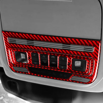 Real Red Carbon Fiber Car Front Row Roof Reading Light Control Panel Sticker Auto Interior Trim Compatible with Ford Explorer(U625) XLT/Limited/ST/Platinum/Platinum Hybrid 2020 2021 2022 2023 - color: Front Reading Light Panel