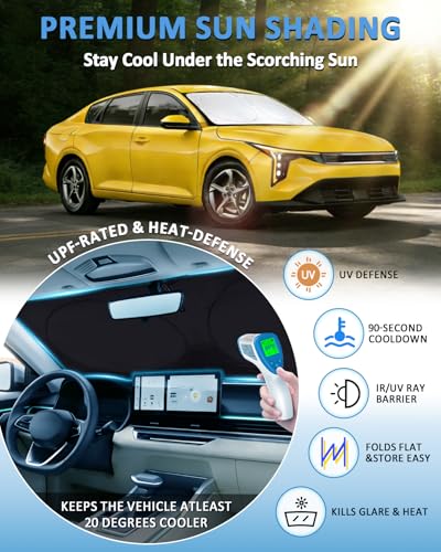 Windshield Sun Shade for Kia K4 2025–2026, Custom-Fit K4 Sun Visor Protector, 99% UV Block Heat Sun Shield, Silver Reflective Front Window Sunshade - size: Fit K4 2025 2026