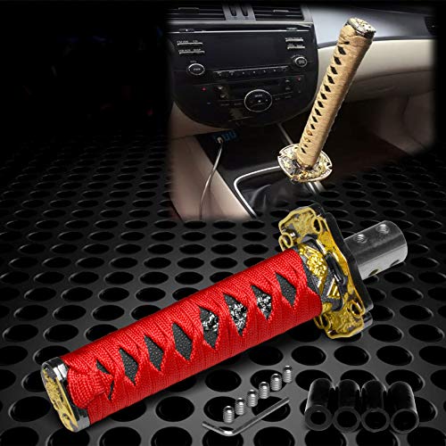 JDMBESTBOY Samurai Sword Red Black Shift Knob Shifter Alloy Katana Adapters Universal 26cm - color: Red Black, size: 26cm