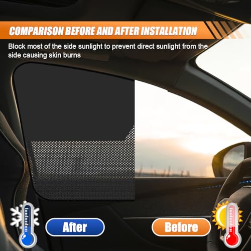 Car Front Side Window Sunshade, Magnetic Automotive Windshield Privacy Curtain with Half Shade, Mesh Sun Protection Cover Blocks Heat, Glare, UV Rays for Driver Passenger (Front) - size: Front (2PCS)