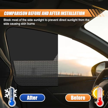 Car Front Side Window Sunshade, Magnetic Automotive Windshield Privacy Curtain with Half Shade, Mesh Sun Protection Cover Blocks Heat, Glare, UV Rays for Driver Passenger (Front) - size: Front (2PCS)