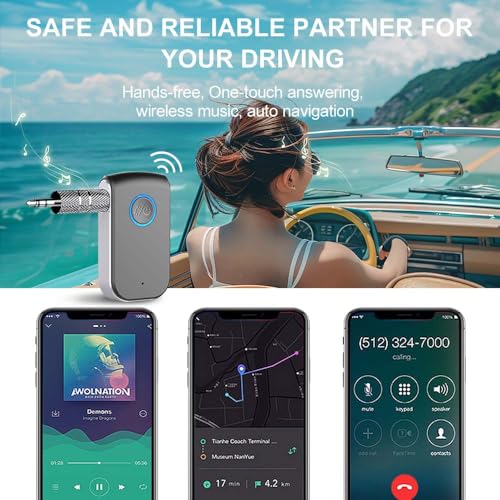 Bluetooth AUX Adapter for Car,3.5mm Wireless Receiver AUX Bluetooth Car Adapter,Hands-Free Call for Cars, Speakers, Stereo Systems and Headphones - color: A16