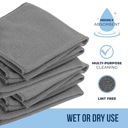 GREEN LIFESTYLE Chamois Cloth, Microfiber Cleaning Cloth 750 Pack, Borderless Towels Cleaning, Car Microfiber Towel, Drying Car Wash Towels (11.5" x 11.5", Grey) - color: Grey, size: Pack of 750