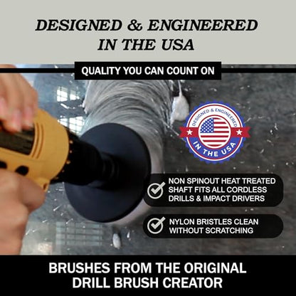 Interior Car Detailing Drill Brush Set - Soft Bristle Power Scrubber Attachments for Cleaning Car, Truck, Upholstery, Carpet, Leather, Seats, Wheels, Rims, Dash, Console, & Trim - Nylon Auto Scrubber - color: White