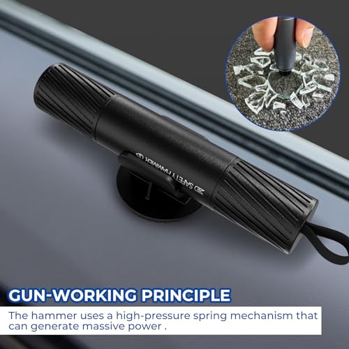 2 Pack Car Safety Hammer Car Window Breaker Seatbelt Cutter Emergency Escape Tool Car Glass Breaker for Land and Underwater Life-Saving Car Safety Kit Essentials Car Accessories (Black+Black) - color: Black+Black