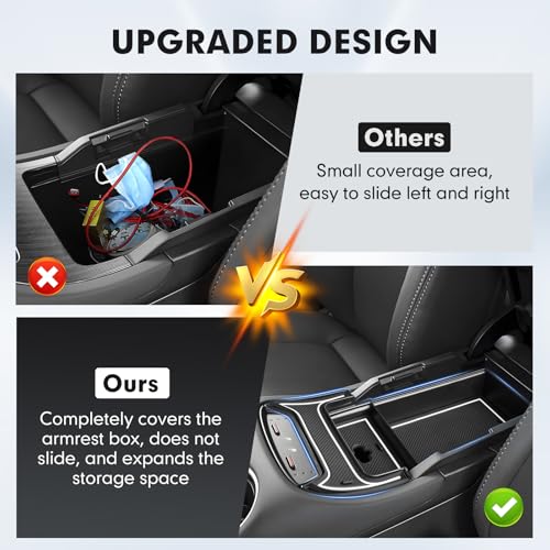 Autorder 2PCS Center Console Organizer for 2021-2024 Toyota Venza Accessories Armrest Storage Box Secondary Insert Tray Center Console Armrest Tray with Nonslip Mats - size: 2021-2024 Toyota Venza 2PCS