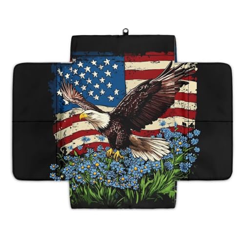 Eagle Flower Car Center Console Cover, American Flag Polyester Fabric Car Arm Rest Cover with 4 Storage Bags for Car Storage Box Auto Interior Accessories Protector for Most Vehicle - color: American Flag Eagle Flower