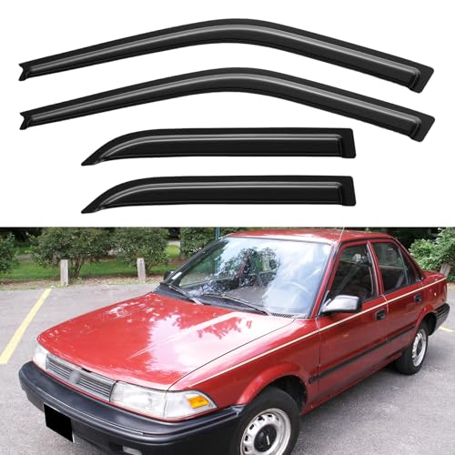 Window Visors Rain Guards Shield for 1984-1992 Toyota Corolla, Out-Channel Window Vent Wind Deflectors Visors Shades for 84-92 Corolla - size: 1984-1992 Toyota Corolla