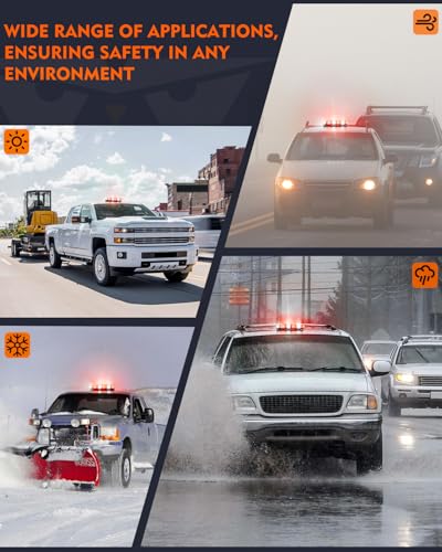 LUMENIX LED Roof Top Strobe Beacon Light Bar Rooftop Security Warning Emergency Flashing Plow Lights for First Responder Firefighter Vehicles Fire Trucks Cars Snowplow - Red White - color: Red and White