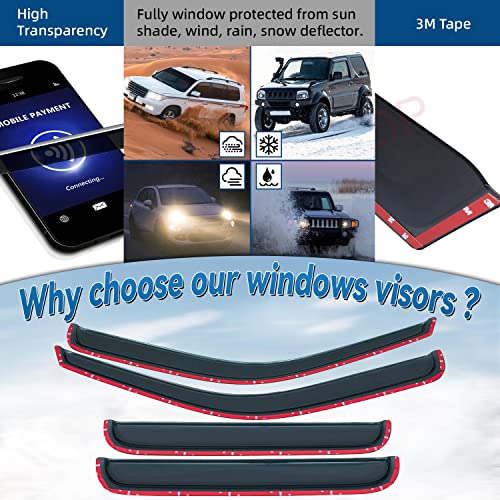 Set of 4 Front+Rear Smoke Sun/Rain Guard Wind Deflector Outside Mount Tape-On Acrylic Window Visors Compatible With 99-16 F250/F350/F450/F550 Super Duty Supercrew/Crew Cab With 4 Full Size Doors - size: Compatible with 1999-2016 Ford F-250