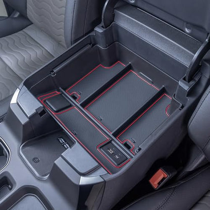 PIMCAR Center Console Organizer for 23-26 Chevy Silverado/GMC Sierra 1500, 2024-2026 Silverado/Sierra 2500HD 3500HD, 22-26 Silverado/Sierra 1500 Refreshed Models (Full Console w/Bucket Seats ONLY) - color: 22-26 1500 Refreshed & 24-26 2500HD/3500HD Red