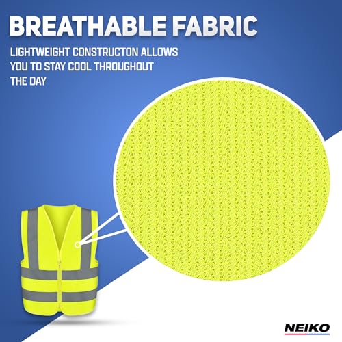 Neiko High Visibility Safety Vest ANSI Class 2, No Pocket, Neon Yellow, XX-Small (2XS) - size: XX-Small, style: Vest