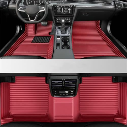 Custom Car Mats All Weather Fit Automotive Floor Mats PU Leather Protector Mat for Most Sedan, SUV, Truck Floor Mats (3D Wine red car mats) - color: 3D wine red car mats