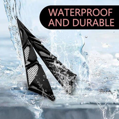 2 PCS Hood Side Vent Shark Spoiler, ABS Carbon Fiber Spoiler, Self-adhesiveHood Ventilation Decorative Stickers, Universal Exterior Car Accessories (Black)