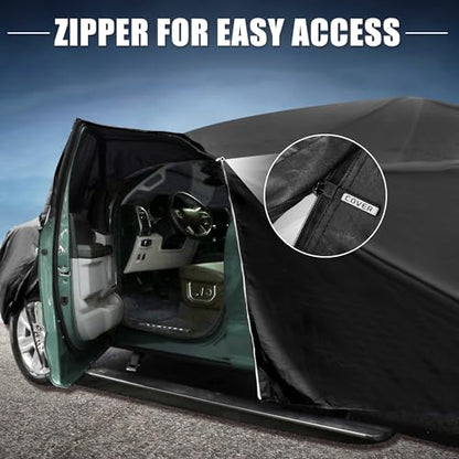 X AUTOHAUX Car Cover for Toyota Tacoma Crew Cab Pickup 2005-2021 Aluminum Film Outdoor Waterproof Sun Rain Snow Hail Protection with Driver Door Zipper - size: for Toyota Tacoma Crew Cab Pickup 2005-2021