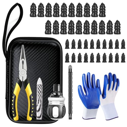 Tire Screw Plug Repair kit - No Need to Remove The tire, tire sidewall Repair kit, Patch Plug Tool and Portable Storage Bag - Quick Flat tire Repair for Cars, Trucks, Motorcycles and SUV - color: Emergency Tire Repair Kit