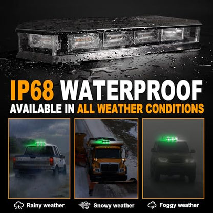 ASPL 16.5 Inch Roof Top Beacon Emergency Strobe Light with Controller 56 LED Magnetic Warning Caution lights bar Traffic Hazard Plow Light for Trucks Vehicles Construction Snowplow (Green/White) - color: Green/White