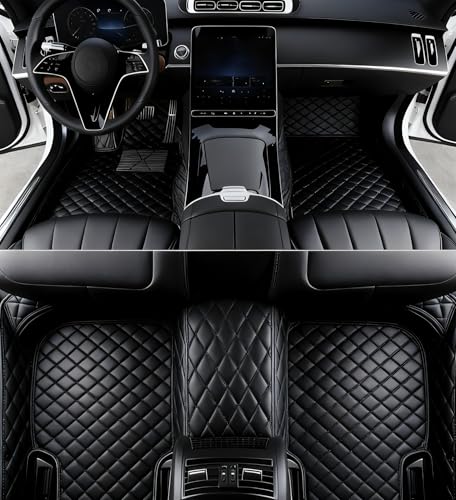 New Customized car Floor mats, Suitable for 99.9% of car Models, All-Weather car Floor mats, Fully Covered car Floor mats, Anti Slip and Waterproof car Floor mats (Black) - color: black