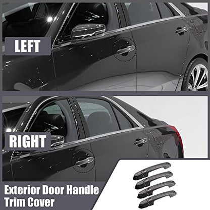 X AUTOHAUX Exterior Outside Door Handle Cover Kit Front Rear Left Right for Cadillac XT4 XT5 XT6 CT4 CT6 CTS ATS XTS 2013-2021 Carbon Fiber Pattern Black - color: Black Carbon Fiber