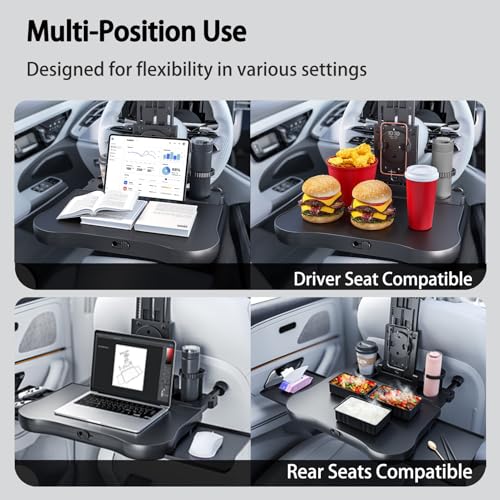 Steering Wheel Tray, Car Food Tray, Car Desk for Laptop, Multipurpose Car Table for Eating & Work, Adjustable Car Tray with Drawer and Anti-Slip Protective Adhesive (26" L x 14" W x 2" H) - size: 26" L x 14" W x 2" H