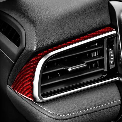Durable Carbon Fiber Car Driver Side A/C Vents Trim Compatible with Toyota Camry 2018-2024 2019 2020 2021 2022 2023 Accessories Cover Interior Sticker Red - color: Main Driver's Air Vent