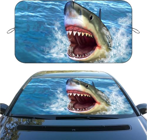 Funny Shark Car Windshield Sunshade, UV Heat Reflector Sun Visor Protector, Foldable Car Sun Shade, Universal Automotive Car Accessories for SUV Truck Van,59" L X 31.5" W - color: color 3