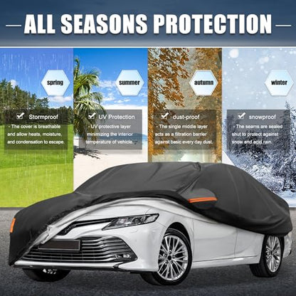 X AUTOHAUX Car Cover for Toyota Camry 2007-2022 Aluminum Film Outdoor Waterproof Sun Rain Snow Hail Protection with Driver Door Zipper - size: for Toyota Camry 2007-2022