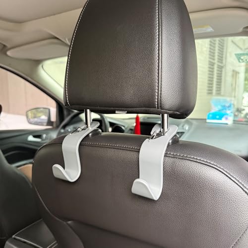 Car Seat Headrest Hooks, Car Organizer Hanger Storage Hooks for Handbags Purses Groceries Backpack Coat 4 Pack (Gray) - color: Gray
